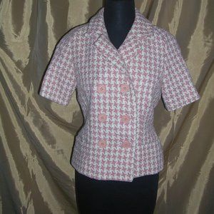 Walter Boucle Houndstooth Pink/Cream Fitted Jacket